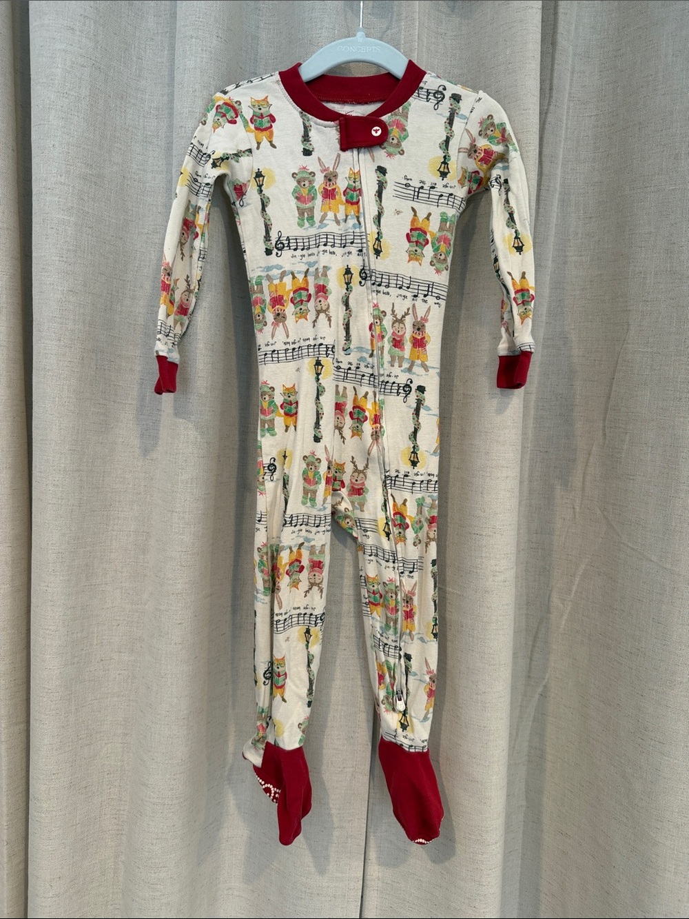 Burt's Bees Carolers Musical Animal Footed One-Piece Pajamas Organic cotton